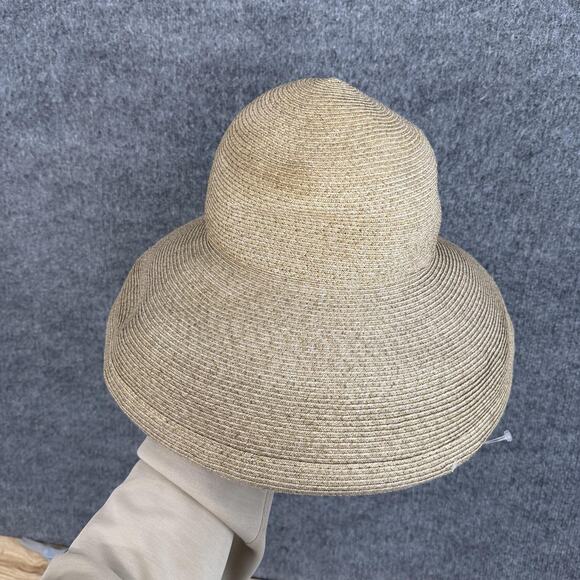 Eric Javits Hat Packable Straw Sun Hat One Size Beige Wide Brim Travel Beach